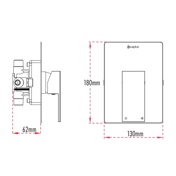 Technical specifications for the akuaplus® pressure balance valve | Spécifications techniques de la valve à pression équilibrée akuaplus®