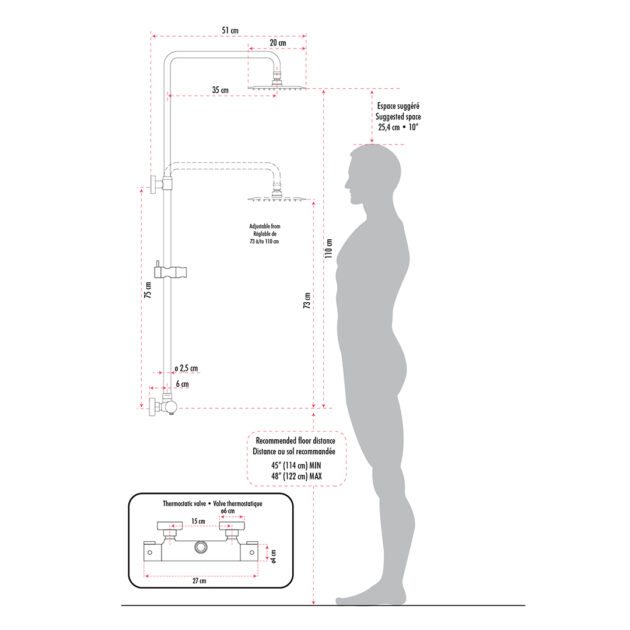 Colonne de douche thermostatique à 3 voies ELITE RDM8077223BL – Image 14